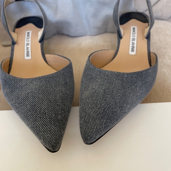 Manolo Blahnik Carolyne Denim Blue Pumps 37 - Picture 6 of 10